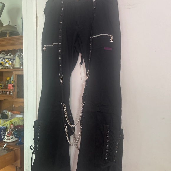 Vintage Tripp NYC Women’s pants black goth bondage convertible wide leg - Picture 1 of 9